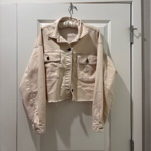Womens Cropped Utility Jacket - Cream